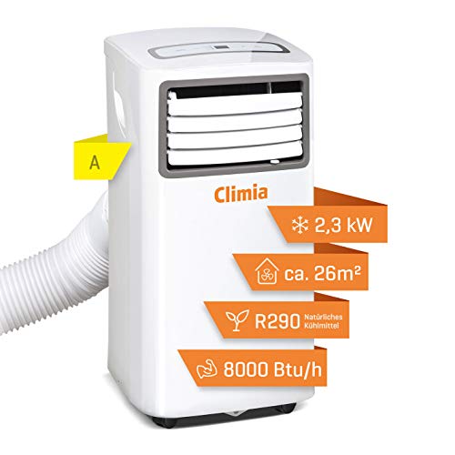 Climia CMK 2600 mobiles Klimagerät mit ökologischem Kühlmittel, 3-in-1 Klimaanlage – Aircondition, Ventilator und Luftentfeuchter