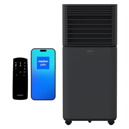 MEDION Smarte Mobile Klimaanlage mit Abluftschlauch P701 (7000 BTU, mobil, inkl. Fensterabdichtung, bis 25m², 3in1 Kühlen Entfeuchten Ventilieren