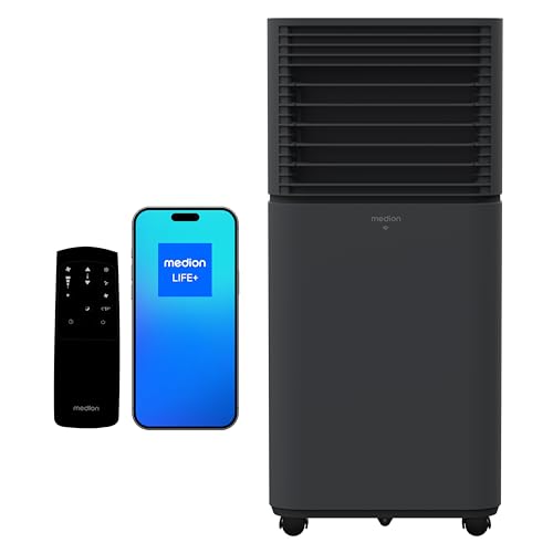 MEDION Smarte Mobile Klimaanlage mit Abluftschlauch P701 (7000 BTU, mobil, inkl. Fensterabdichtung, bis 25m², 3in1 Kühlen Entfeuchten Ventilieren
