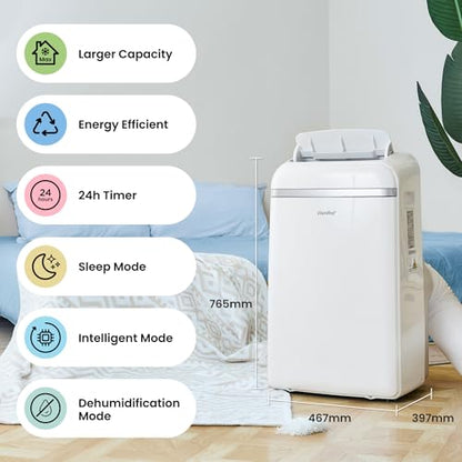 Comfee Mobiles Klimagerät Umweltfreundliches KältemittelPro, 3-in-1 Klimaanlage mit Abluftschlauch, Kühlen und Entfeuchten und Ventilieren, 10000