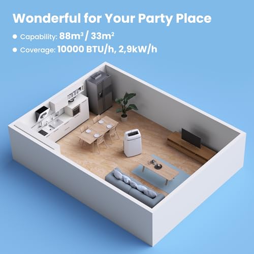Comfee Mobiles Klimagerät Umweltfreundliches KältemittelPro, 3-in-1 Klimaanlage mit Abluftschlauch, Kühlen und Entfeuchten und Ventilieren, 10000