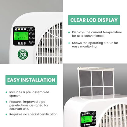 EUROM Split Klimaanlage AC2401 für Wohnwagen, Wohnmobil, Camping, Boot, Bus, Camper, Caravan, Mobilheim | Mobiles Klimagerät mit 2400 BTU |