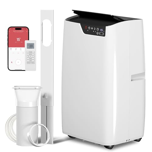 HOMCOM Mobiles Klimagerät mit Abluftschlauch 12000 BTU 3,5 kW, 4-in-1 Mobile Klimaanlage mit Kühlen, Ventilieren, Entfeuchten, Schlafmodus