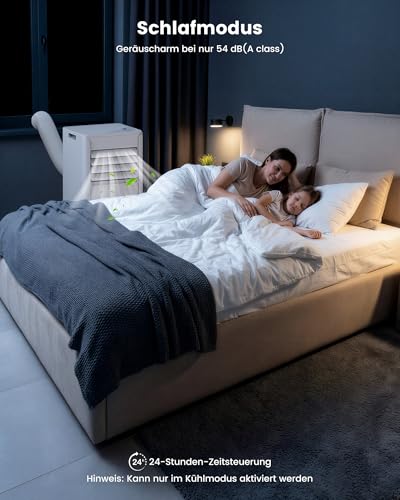 Electactic Mobile Klimaanlage 7000 BTU, 4-in-1 Mobiles Klimagerät mit Abluftschlauch & Ventilator & Luftentfeuchter, Klimagerät Mobil Digitaldisplay