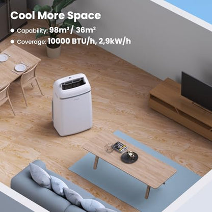 Comfee Mobiles Klimagerät Umweltfreundliches KältemittelPro, 3-in-1 Klimaanlage mit Abluftschlauch, Kühlen und Entfeuchten und Ventilieren, 10000