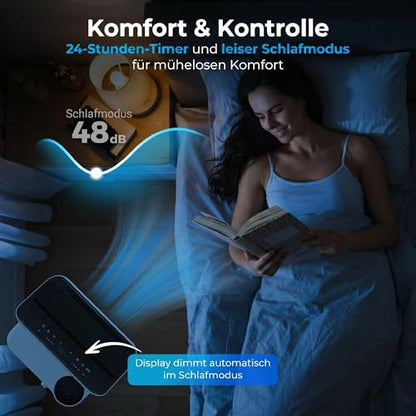 HOMCOM Mobiles Klimagerät 12000 BTU 6-in-1 Inverter Mobile Klimaanlage mit Abluftschlauch, Kühlen, 84L/Tag Entfeuchten, Ventilieren, Auto-, ECO- und