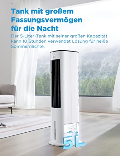 Midea Luftkühler mit Wasserkühlung & FZ10-17JR Turmventilator Leise mit Fernbedienung 92CM, mobiler Lüfter,Ventilator Säulenventilator,7 Stunden