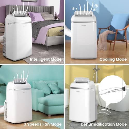 Comfee Mobiles Klimagerät Umweltfreundliches KältemittelPro, 3-in-1 Klimaanlage mit Abluftschlauch, Kühlen und Entfeuchten und Ventilieren, 10000