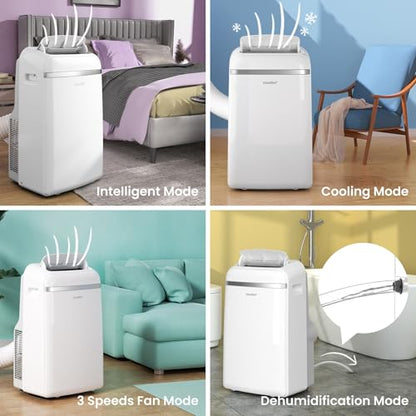 Comfee Mobiles Klimagerät Umweltfreundliches KältemittelPro, 3-in-1 Klimaanlage mit Abluftschlauch, Kühlen und Entfeuchten und Ventilieren, 10000