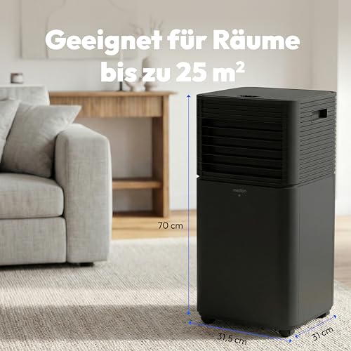 MEDION Smarte Mobile Klimaanlage mit Abluftschlauch P701 (7000 BTU, mobil, inkl. Fensterabdichtung, bis 25m², 3in1 Kühlen Entfeuchten Ventilieren
