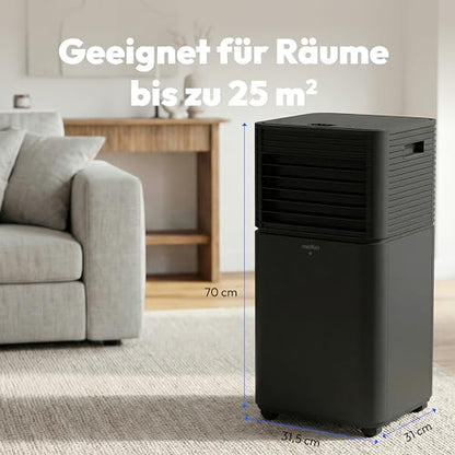 MEDION Smarte Mobile Klimaanlage mit Abluftschlauch P701 (7000 BTU, mobil, inkl. Fensterabdichtung, bis 25m², 3in1 Kühlen Entfeuchten Ventilieren