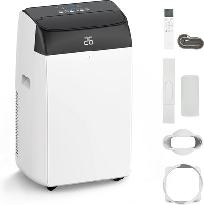 HOMCOM Mobiles Klimagerät mit Abluftschlauch 12000 BTU 3,5 kW, 4-in-1 Mobile Klimaanlage mit Kühlen, Ventilieren, Entfeuchten, Schlafmodus