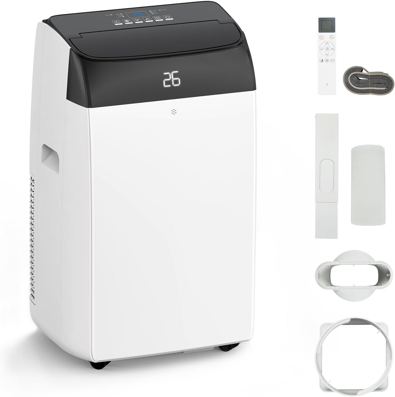 COSTWAY Tragbare Klimaanlage, 10000 BTU 4 in 1 Klimaanlage Kühlung für Räume bis zu 350 Quadratmeter, mit Fernbedienung, 24-Stunden-Timer und Kit