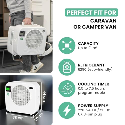 EUROM Split Klimaanlage AC2401 für Wohnwagen, Wohnmobil, Camping, Boot, Bus, Camper, Caravan, Mobilheim | Mobiles Klimagerät mit 2400 BTU |