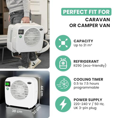 EUROM Split Klimaanlage AC2401 für Wohnwagen, Wohnmobil, Camping, Boot, Bus, Camper, Caravan, Mobilheim | Mobiles Klimagerät mit 2400 BTU |