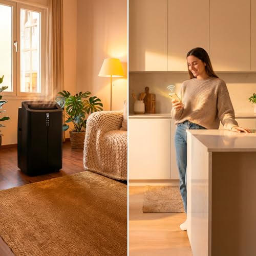 Cecotec Mobile Klimageräte ForceClima 12600 Nux Heating Connected. 12000 BTU, Heizfunktion, WLAN, 5 Modi, 3 Stufen, bis 30 m², Entfeuchter 28 L/Tag