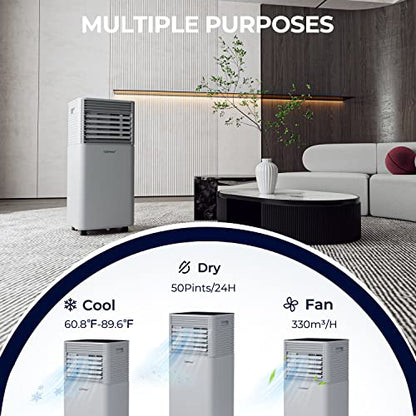 COSTWAY Tragbare Klimaanlage, 10000 BTU 4 in 1 Klimaanlage Kühlung für Räume bis zu 350 Quadratmeter, mit Fernbedienung, 24-Stunden-Timer und Kit
