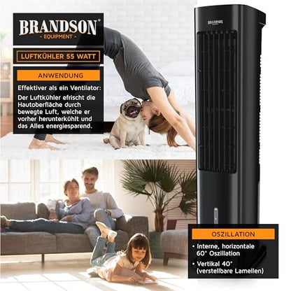 Brandson - Turmventilator mit Wasserkühlung - Sieger Ventilatoren und Luftkühler 2026-4 in 1 - Verdunstungskühler - Luftkühler - Ventilator - ohne