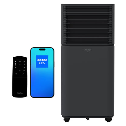 MEDION Smarte Mobile Klimaanlage mit Abluftschlauch P701 (7000 BTU, mobil, inkl. Fensterabdichtung, bis 25m², 3in1 Kühlen Entfeuchten Ventilieren
