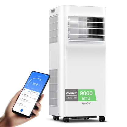 HOMCOM Mobiles Klimagerät 12000 BTU 6-in-1 Inverter Mobile Klimaanlage mit Abluftschlauch, Kühlen, 84L/Tag Entfeuchten, Ventilieren, Auto-, ECO- und