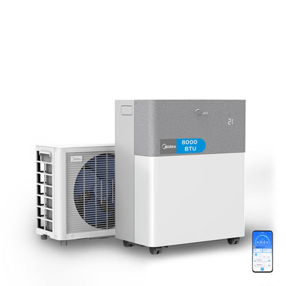 Midea Portasplit Mobile Wärmepumpe, Klimaanlage, Kühlen A++/Heizen A+, 12000 BTU 3, 5kW, für Räume bis zu 42 m² / 105 m³, nur 39 dB(A) im Silent-Modus