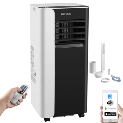 HOMCOM Mobiles Klimagerät mit Abluftschlauch 12000 BTU 3,5 kW, 4-in-1 Mobile Klimaanlage mit Kühlen, Ventilieren, Entfeuchten, Schlafmodus