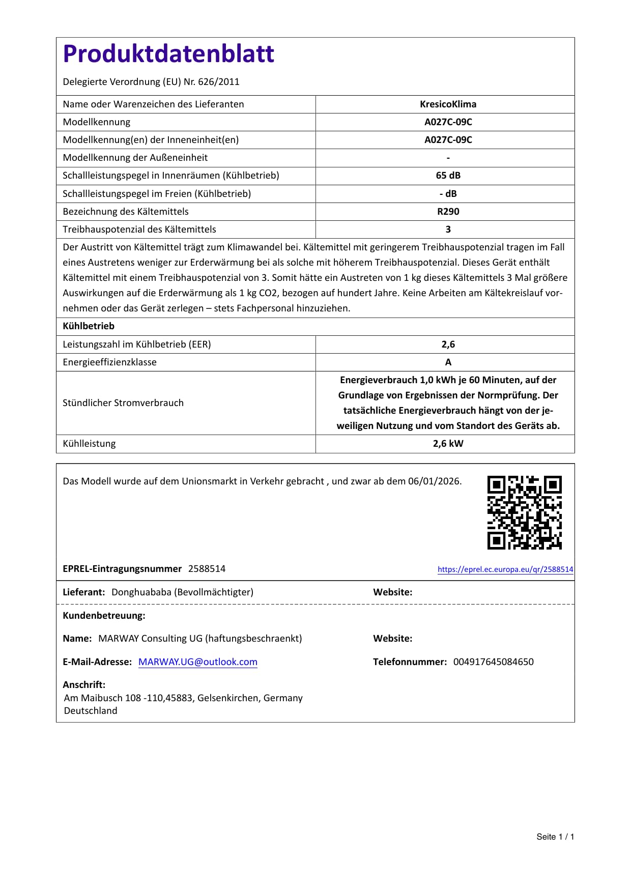 Comfee Mobiles Klimagerät Umweltfreundliches KältemittelPro, 3-in-1 Klimaanlage mit Abluftschlauch, Kühlen und Entfeuchten und Ventilieren, 10000