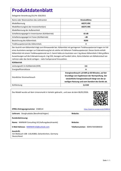 Comfee Mobiles Klimagerät Umweltfreundliches KältemittelPro, 3-in-1 Klimaanlage mit Abluftschlauch, Kühlen und Entfeuchten und Ventilieren, 10000