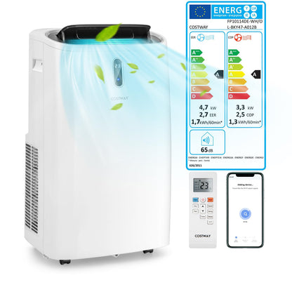 De'Longhi Pinguino PAC EM82, Mobile Klimaanlage für Räume bis zu 80 m³, 9.400 BTU, 2,4 kW, 63 dB, Entfeuchtungsfunktion, Energieklasse A, 24h-Timer