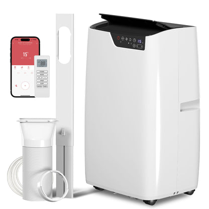 HOMCOM Mobiles Klimagerät mit Abluftschlauch 12000 BTU 3,5 kW, 4-in-1 Mobile Klimaanlage mit Kühlen, Ventilieren, Entfeuchten, Schlafmodus